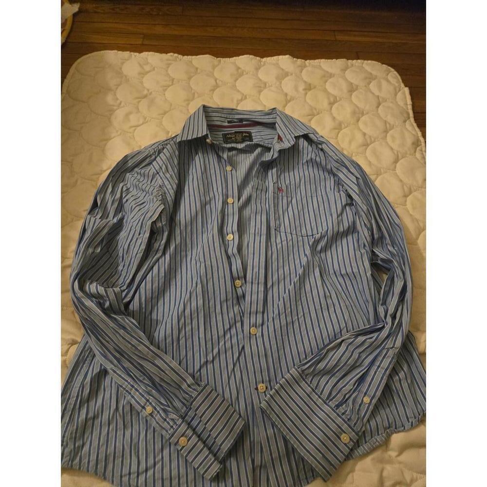 Abercrombie & Fitch Men's Blue Striped Muscle Fit Dress Shirt XXL